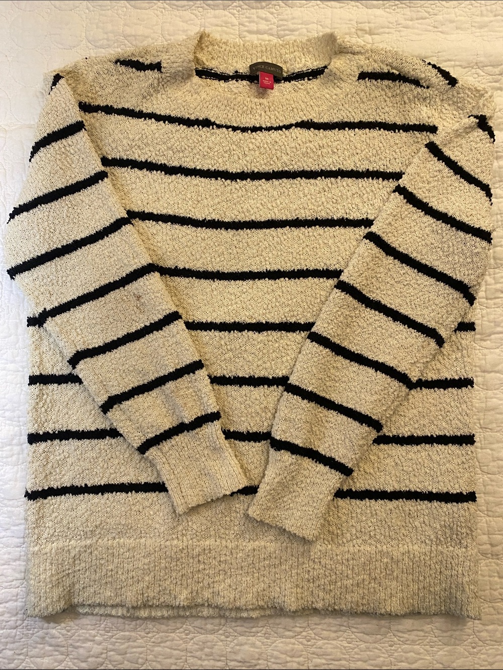 Vince Camuto Cream and Black Striped Sweater